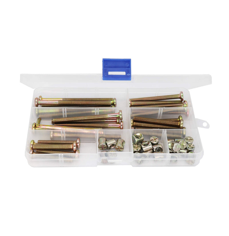 cSeao Crib Screws,Bed Frame Bolts and Nuts Kit, Crib Parts, Bunk Bed Screws, 25-Set M6-1.0x40mm/ 50mm/ 60mm/ 70mm/ 80mm Furniture Barrel Bolts Assortment Kit for Dream on me, Delta, Graco, Fisher Crib
