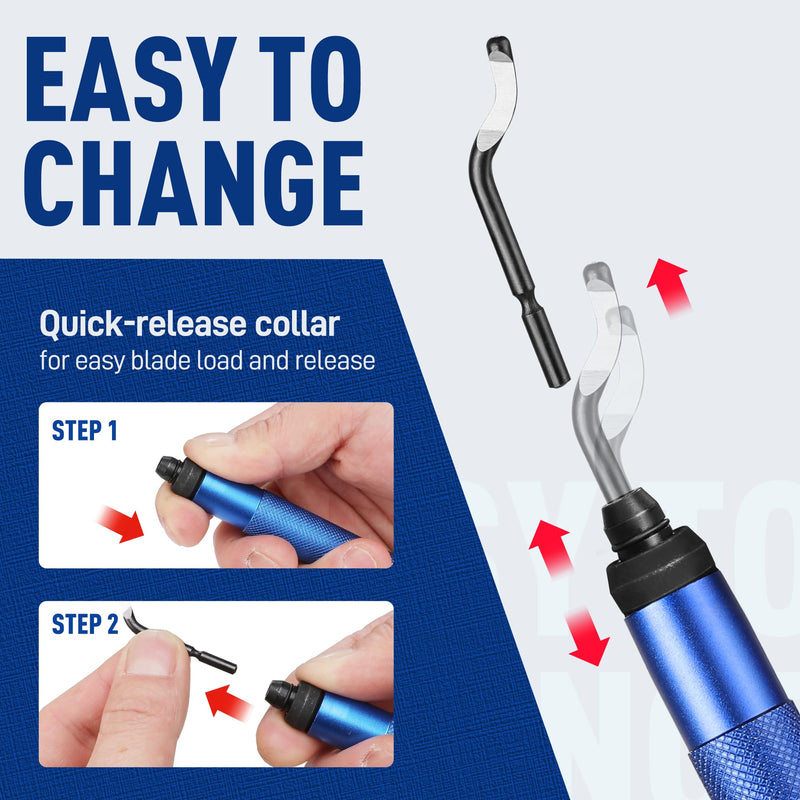 WORKPRO Deburring Tool with 11 Extra High Speed Steel Swivel Blades - 360 Degree Rotary Head Deburring Tool for Metal, Resin, Aluminum, Copper, Plastic, 3D Printing, Wood