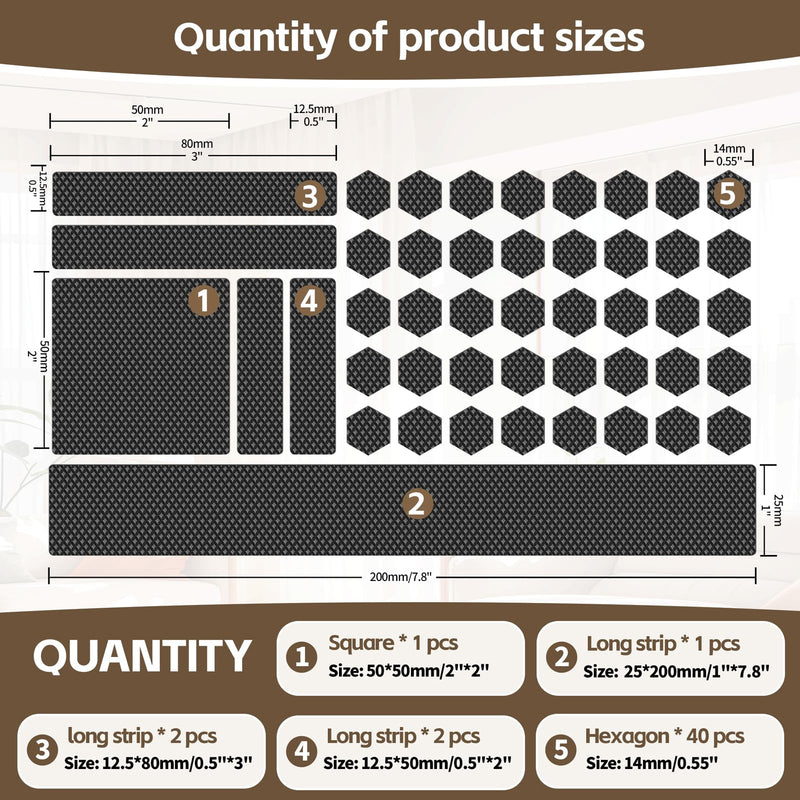 Rubber Grip Tape Kit, Durable Non-Slip Tape with 92 Customizable Pre-Cut Strips, Ideal for Increasing Friction and Comfortable on Phones, Cups, Tool Handles, and Game Controllers.(2Pack, Black) 2