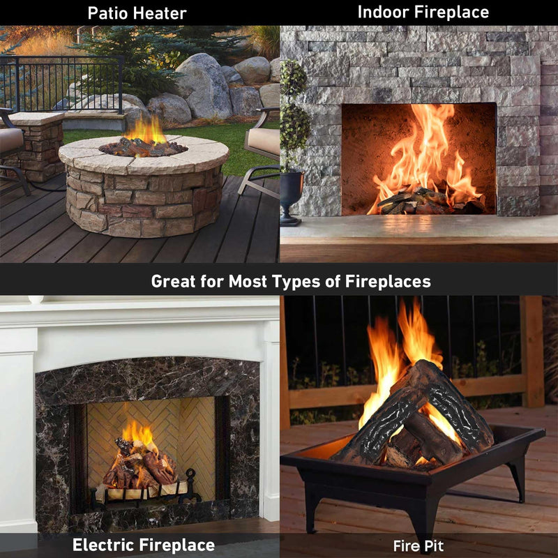 Stanbroil 10 Piece Set of Small Ceramic Logs for Gas Fireplace Fire Pits