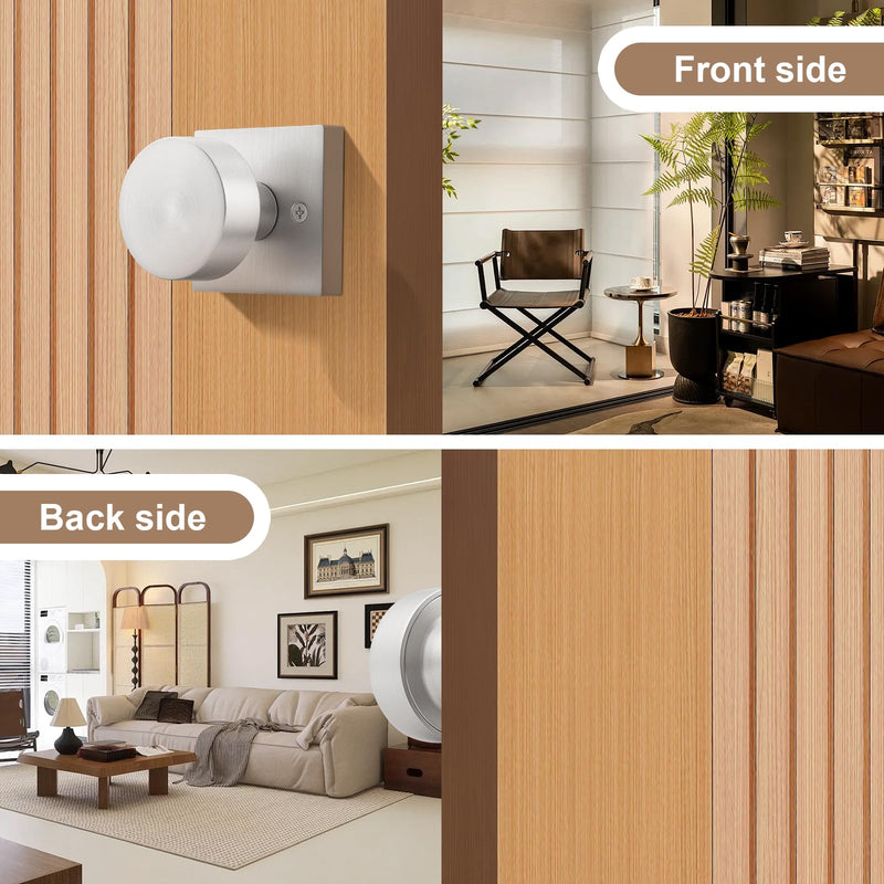 Probrico Brushed Nickel Dummy Door Knobs 2 Pack, Square Door Knobs Interior for Closet, Half Dummy Door Handles, Single Side
