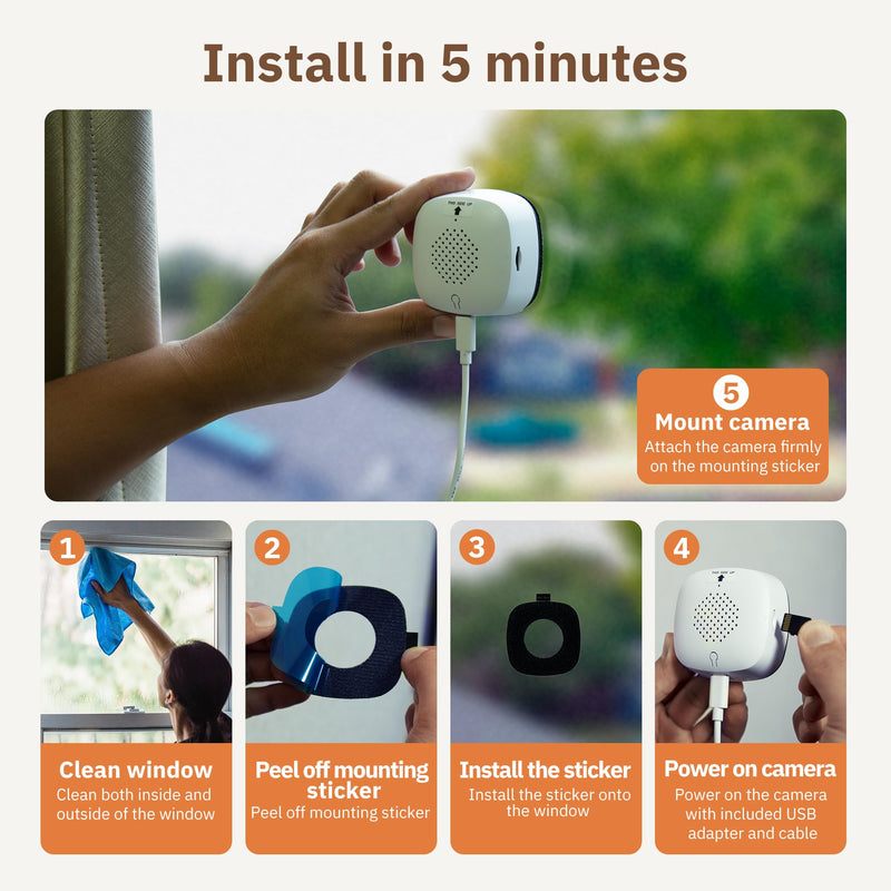 3MP 2K Window Camera,2.4GHz & 5GHz WiFi Indoor Cameras for Home Security with ChroMax Al Color Night Vision,Person & Motion Detection,24/7 Recording,Easy & Quick Install 1 Pack