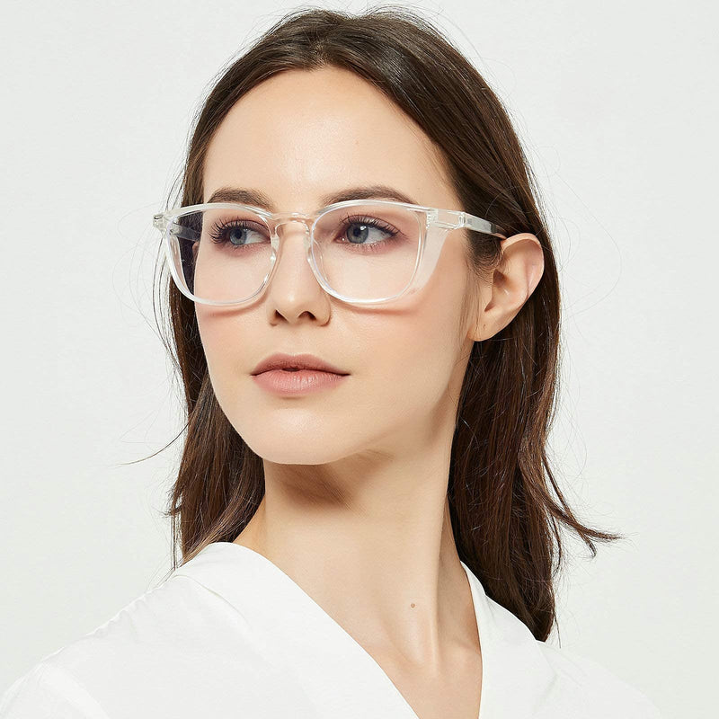 TOREGE Eye Protection Glasses,Fashionable Safety Glasses With Clear No Fog Lenses,Great Safety Goggles For Men&Women(Transparent White&Clear Lens) Transparent White&clear Lens