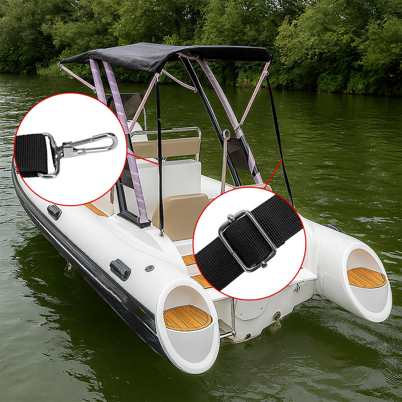 Adjustable Bimini Boat Top Straps 31–57 Inches with Snap Hooks 2PCS – Boat Tie Down Canopy Fit for Pontoon Sun Tracker Kayak Accessories – Marine Hardware Nylon Webbing, Pad Eye Awning Adjustment