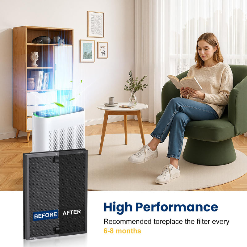 4 Pack HAP602 Replacement Filter for ECOSELF HAP602 & HAP602WF Air Purifier Black-4 Pack