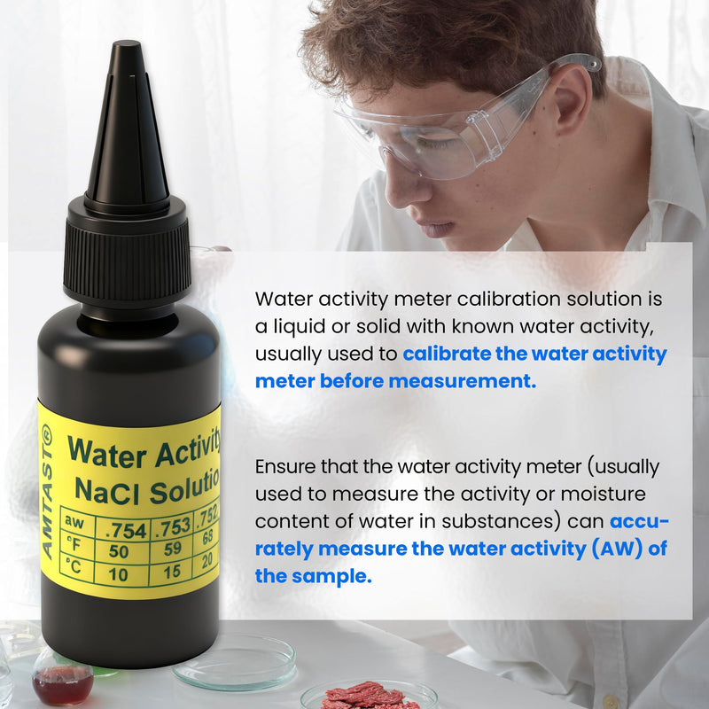 0.75AW Standard Water Activity NaCl Solution Used for Water Activity Meter Calibration 30ML Water Activity Standard Solution with 25°C (77°F) Standard AW Value (Model WA-60AC)