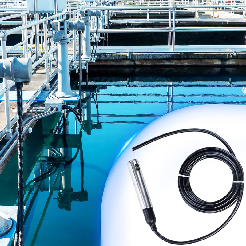 Submersible Level Transmitter, Liquid Water Level Transmitter Sensor 5M Cable Detect Controller Float Switch Pressure Transmitter, 4-20MA Stainless Steel Liquid Level Sensor for Pump Water 0-5M