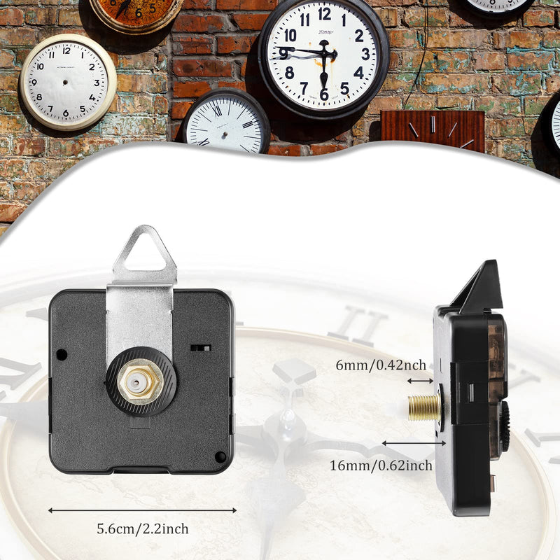 6 Pieces High Torque Clock Movements Long Shaft Clock Movement Mechanism with 8 Different Pairs of Clock Hands Clock Repair Parts for Design Replacement Repairing Clock Accessories