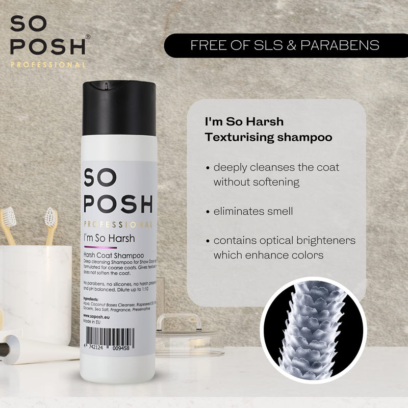 So Posh I'm So Harsh Dog Shampoo - with Sea Salt, Perfect for French Bulldogs, Terriers & Schnauzers, Texturizing, Deep-Cleansing, Sulfate & Paraben Free, 1:10 Concentrate. 8.4 Oz - PawsPlanet Australia