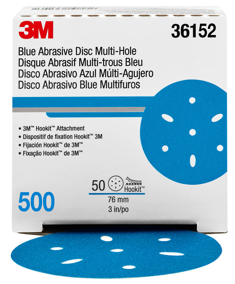 Hookit 3M Hookit Blue Abrasive Disc 321U Multi-hole, 36182, 6 in, 500, 50 discs per carton