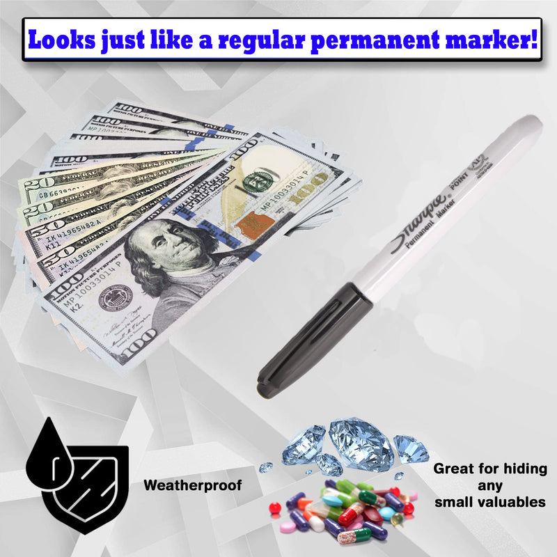 Fake Pen Diversion Safe Marker (1 Pack) - Realistic Pen Diversion Safe - Hidden Secret Compartment Decoy Permanent Marker - Hide And Store Money Waterproof Storage Cash Holder Container Lock Pen - 1 Pack Black