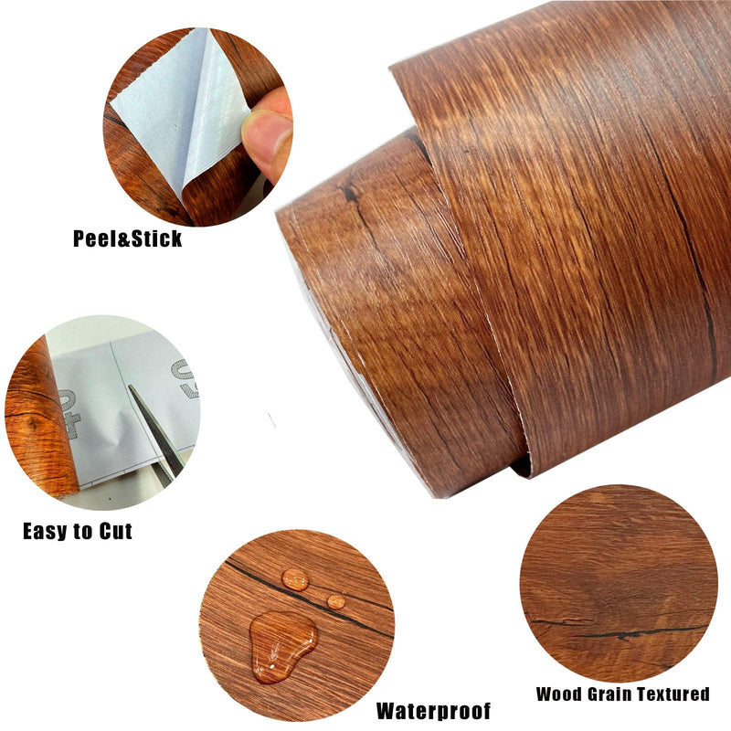 32.8Ft Black Border Peel &Stick Wood Grain Wallpaper Border Removable Waterproof Bathroom Mirror Frame Sticker (Red) Red