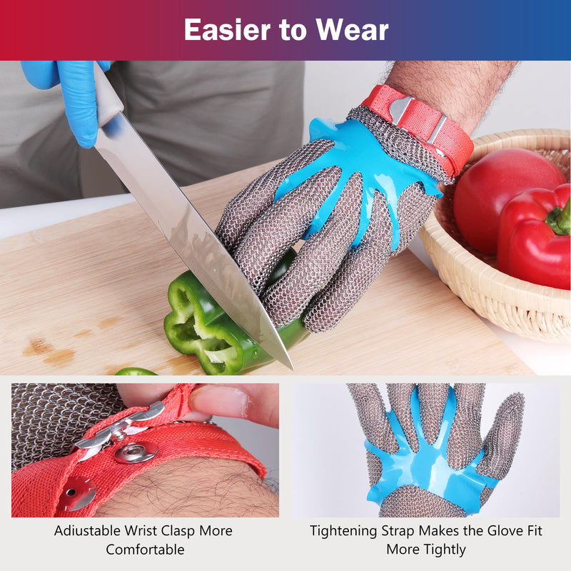 Chainmail Gloves for Cutting Meat&Food,Highest Level Cut Resistant Gloves Food Grade,Upgrade Stainless Steel Metal Mesh Glove,Cut Proof Glove for Chefs,Safety Work Butcher - NewNest Australia