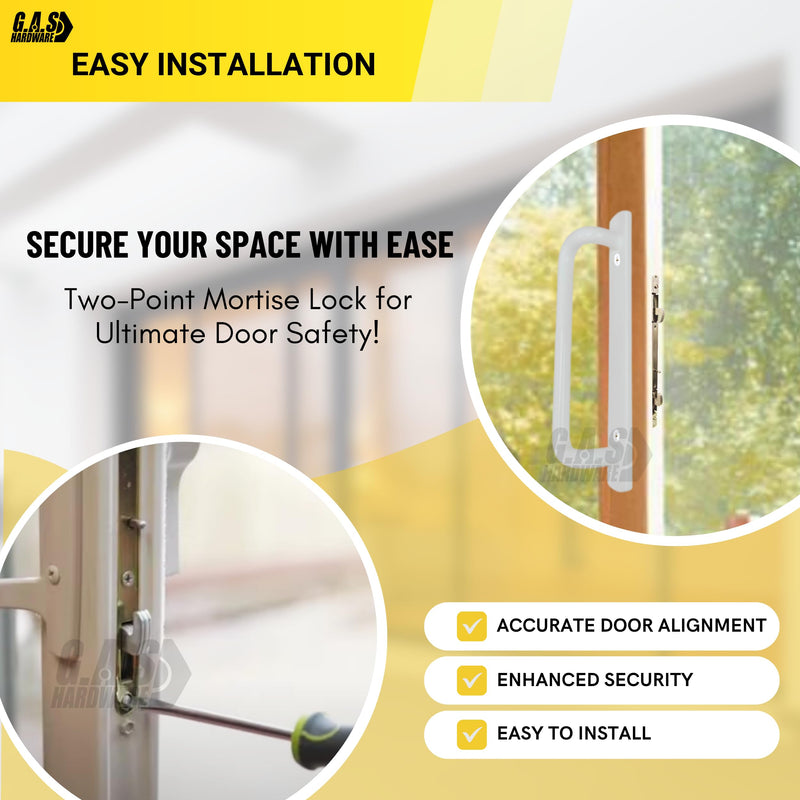 Alloy Steel Dual Point 9-15/16" Mortise Lock with 10-1/8" Faceplate for Sliding Patio Glass Door | Multi Point Locking Mechanism Replacement - Fix and Repair Door Hardware Security 9-15/16" Mortise Lock and Faceplate