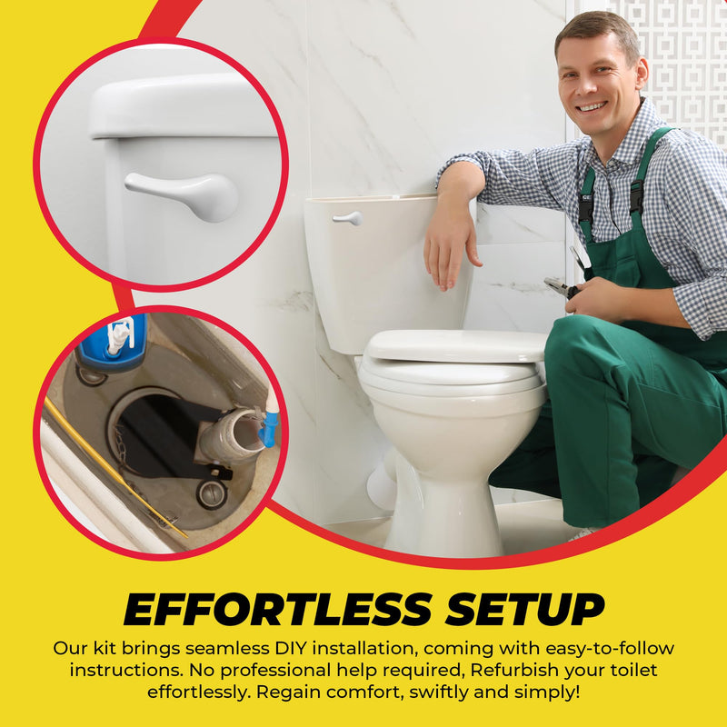 Qualihome Front Mount White Toilet Handle Replacement Kit with 2 Inch Universal Toilet Flapper Replacement Kit and Stainless Steel Toilet Flapper Chain White Finish