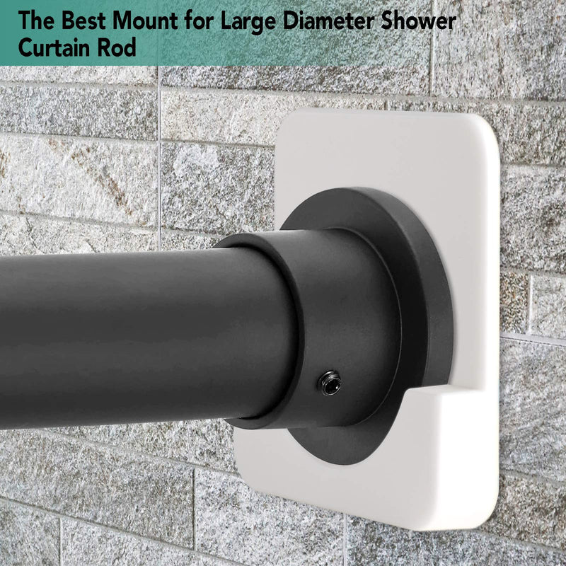 Adhesive Shower Rod Tension Holder | Mount Retainer for Wall | No Drilling | Stick On | 2 Pack, White (Shower Curtain Rod Not Included)