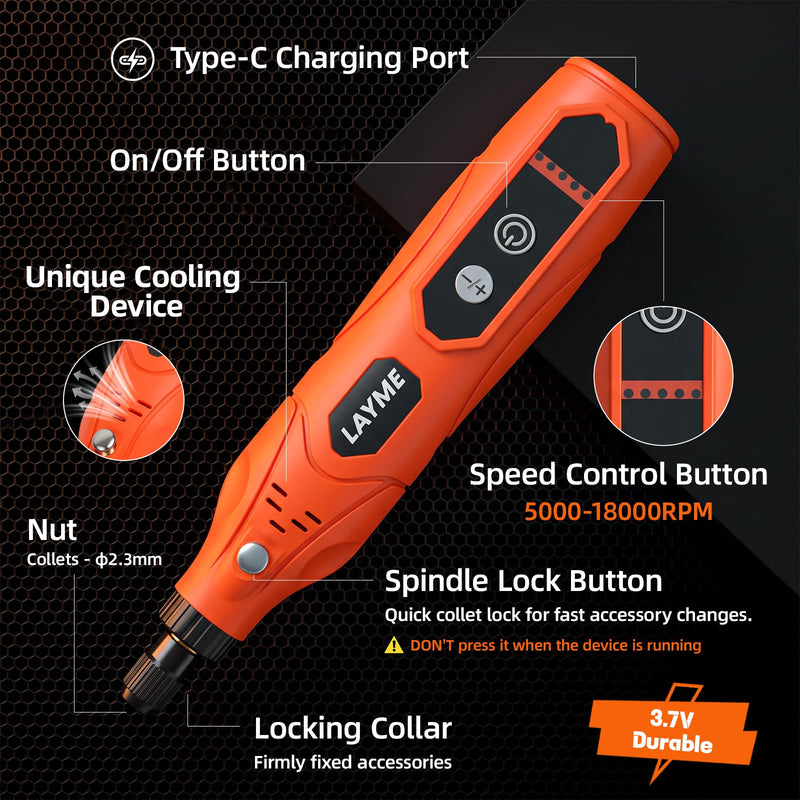 Cordless Rotary Tool Kit, 5-Speed Mini Engraving Tool with 70 Accessories