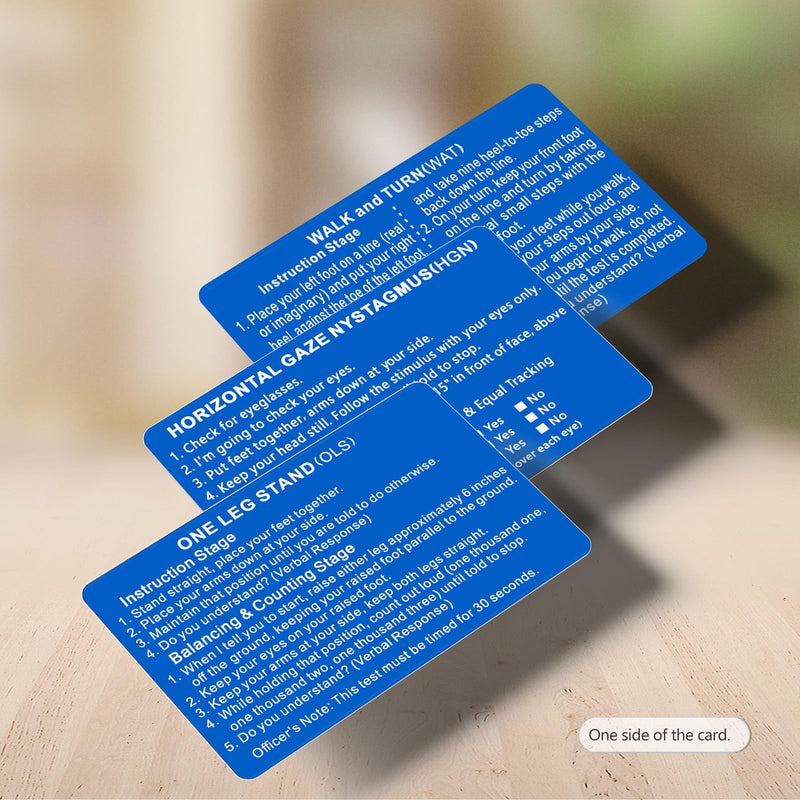 24PCS/8 SET SFST/HGN Checklist Cards, Metal Standardized Field Sobriety Test Instruction Card Walk and Turn, HGN, One Leg Stand Cards for Law Enforcement (BLUE) BLUE 8 Set 24pcs