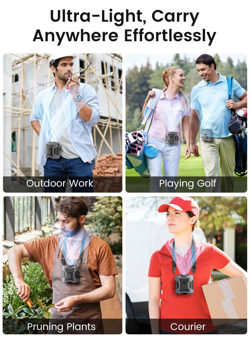Koonie Portable Waist Clip Fan, Wearable Belt Personal Device with 100 Levels Speeds, Rechargeable Battery Supports 24H Working Time, Cool Clip Fan Under Shirt for Outdoor Work Camping Travel Gray