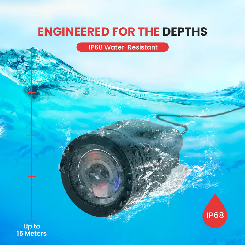 Pyle 4.3” Portable Underwater Fishing Camera with TFT LCD Monitor, 1000TVL IP68 Waterproof Camera, 12 Infrared Lights, Rechargeable Battery, Carrying Case & Sunshield for Ice and Sea Fishing