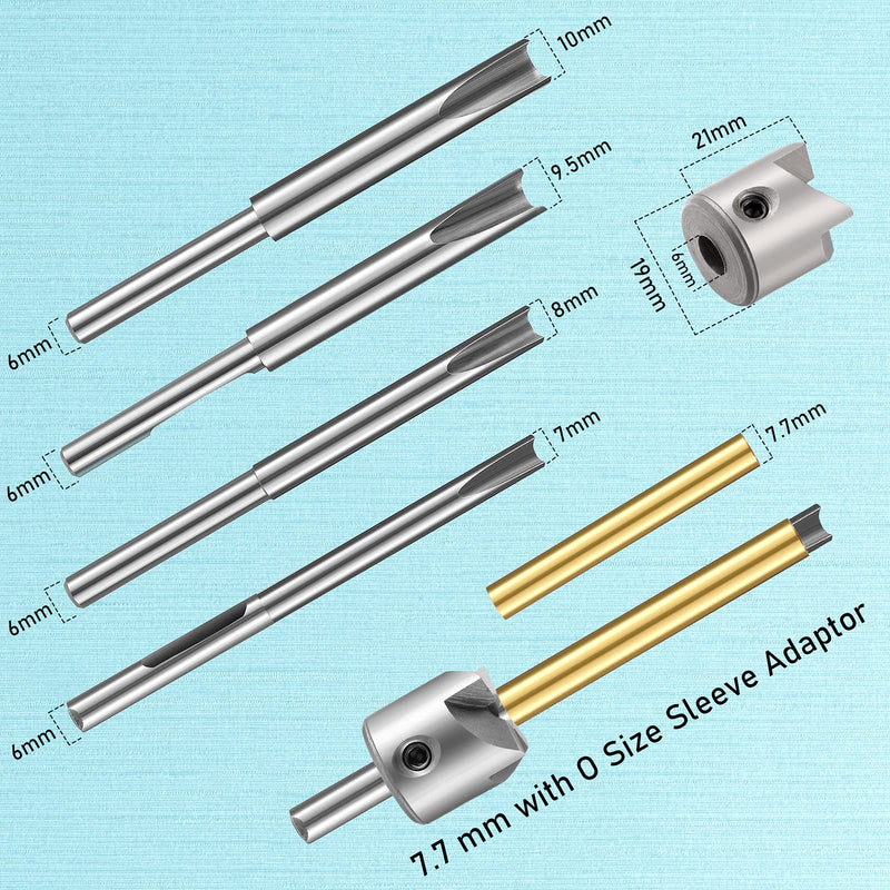 7 Piece Pencil Trimmer Kit Pencil Trimmer System Milling Cutter Set 7mm 8mm 3/8 Inch 10mm Cutter Shaft, Cutting Head Socket Adapter Hex Wrench for Woodworking Pen Kit Preparation