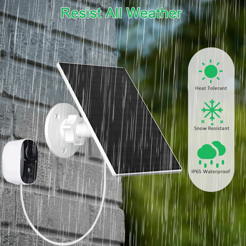 FUTUREZEN 2W Solar Panel for Security Camera Outdoor, 5V USB/Type-C Solar Charger Compatible with Rechargeable Battery Cameras, IP65 Waterproof, 360° Adjustable Mount, 7.2ft Cable (2 Pack, White) 2W-2 Pack-White