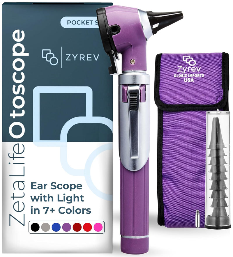 Mini Otoscope Ear Infection Diagnostic Device Ear Scope with Light Pocket Size Tool 10x Canula Multi Colors Purple