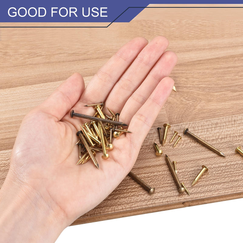 uxcell 80 Pcs Small Tiny Nails 2mmx15mm(DxL) Tiny Brass Nails Hardware Nails Small Nail for Wooden DIY Decorative Boxes Household Accessories, Brass Tone
