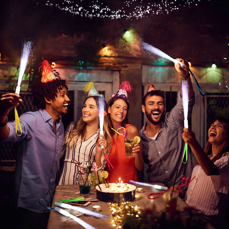 Jecery 24 Pieces White Fiber Optic Wands Glow Sticks LED Light up Wedding Wand with 3 Modes Flashing Sparklers for Wedding Bridal Shower Birthday Glow in the Dark Party Favors Supplies