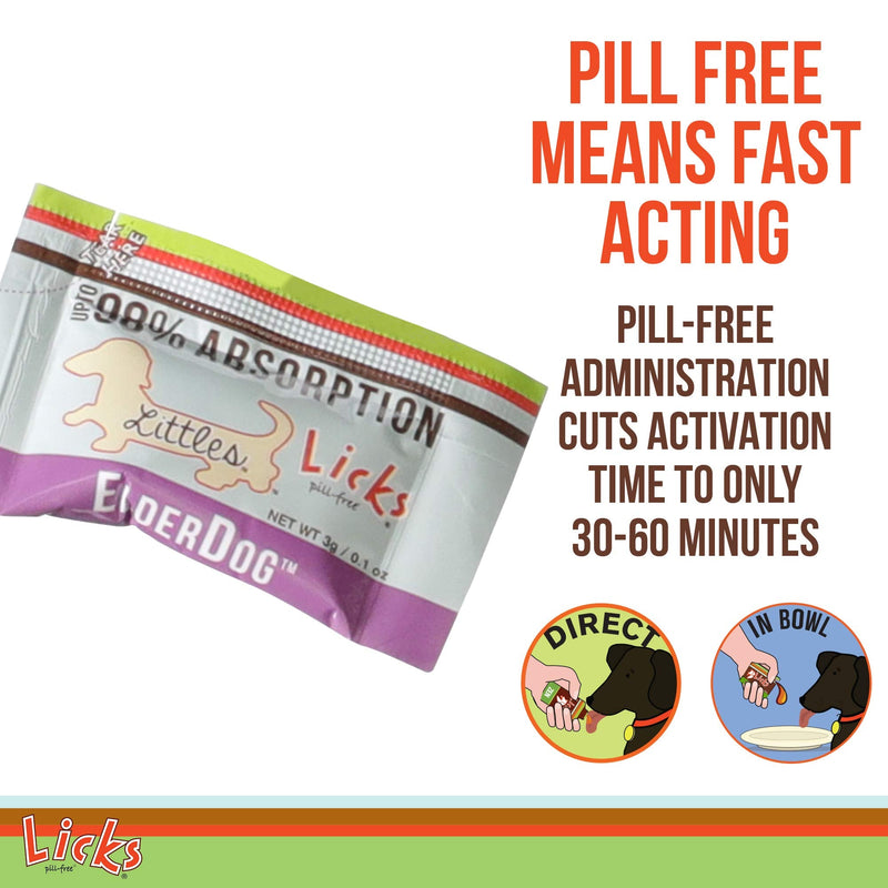 Licks Elder Dog - Mobility, Digestion & Immune Support for Senior Dogs - Omega-3 Fish Oil, CoQ10, Green Lipped Mussel & L-Carnitine - Pill-Free Gel Packets - 10 Packets