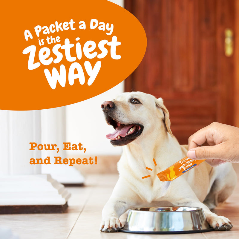 Zesty Paws 10-in-1 Multivitamin Powder for Dogs - Gut, Immune, Joint, Skin & Coat Support, and More - Dog Food Toppers with Vitamins, Omega 3 Fish Oil & Premium VitaFiber IMO - Salmon Flavor - 30 Ct - PawsPlanet Australia