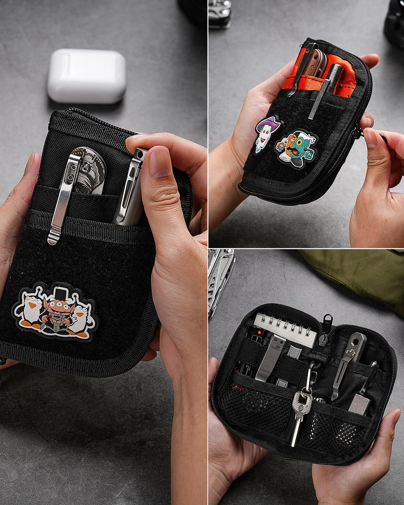 VIPERADE VE10 EDC Pouch, Pocket Organizer for Men, EDC Pocket Organizer, EDC Organizer Pouch with 7 Pockets, EDC Pouch Organizer, Utility EDC Pocket Pouch for Multitools, EDC Gears Black