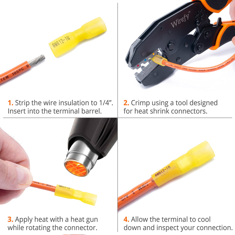 Wirefy 250 PCS Heat Shrink Spade Connector Kit - Male and Female Spade Wire Connectors - Quick Disconnect Electrical Terminals - 22-10 Gauge 22-10 Gauge - Kit Male/Female Spades Kit