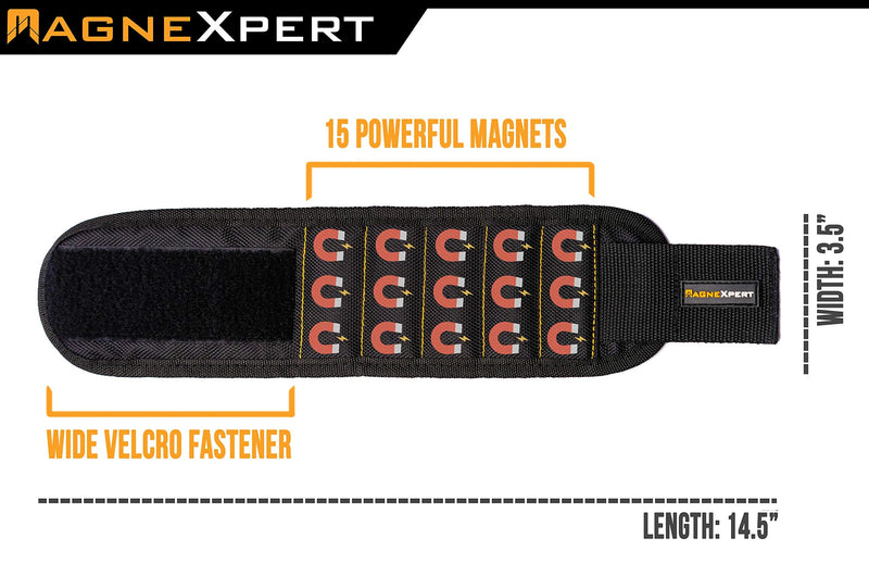 Magnexpert Magnetic Wristband for Holding Screws, Nails and Drill Bits - Crafted from Ballistic Nylon with 15 Powerful Magnets - Stocking Stuffer for Men