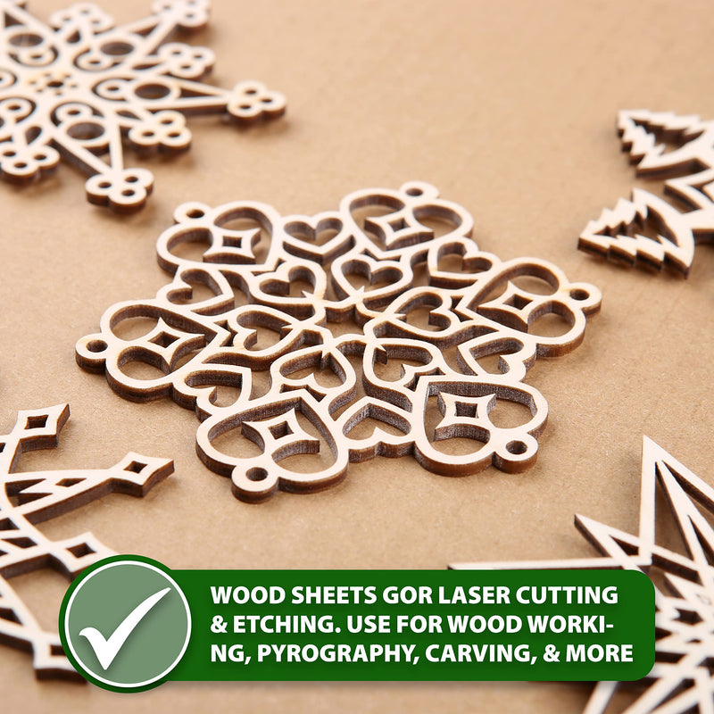 Mandala Crafts Baltic Birch Plywood Board 3x5 Inches - 16 Thin Wood Sheets for Crafting Model Laser Cutting Engraving - Unfinished Wood for Wood Burning Projects