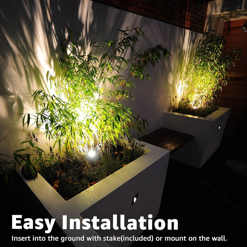 SUNVIE 2 Pack LED Spot Lights Indoor for Plants Uplights Lamp Accent Lighting Decor 120V Warm White Up Spotlight 5.9 FT Cord with Floor Foot Switch (Base and Stake Included) Black