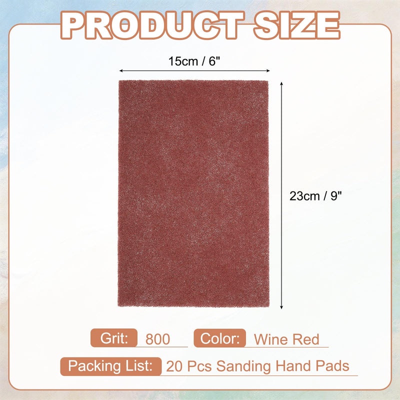 800 Grit Scuff Pads General Purpose 9x6 Wine Red 20 Pcs 800 grit