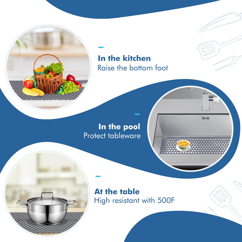 Silicone Sink Protectors for Kitchen Sink - 28.4"x 14.3" Kitchen Protector Accessory, Non-Slip Heat Resistant Mat for Bottom of Farmhouse Porcelain Stainless Steel (Right & Left Drain) 28.4"x 14.3" Right & Left Drain