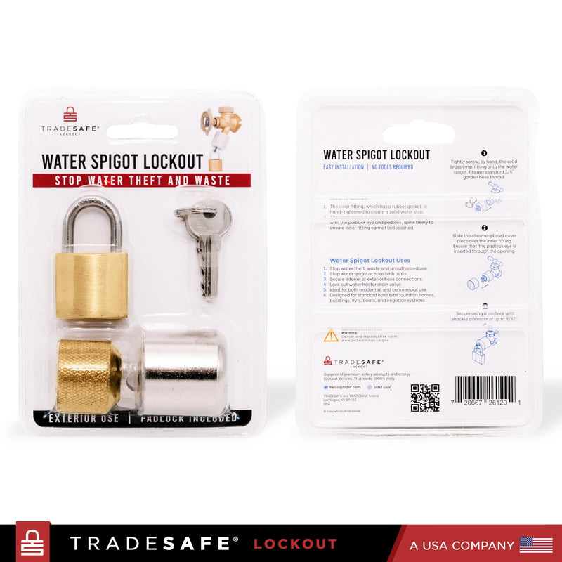 TRADESAFE Water Spigot Lock - Premium Hose Bib Lock, Faucet Locks Outdoor with Keyed Padlock, Outdoor Faucet Lock, Durable Outside Faucet Child Lock, Prevent Water Theft, Unauthorized Water Use