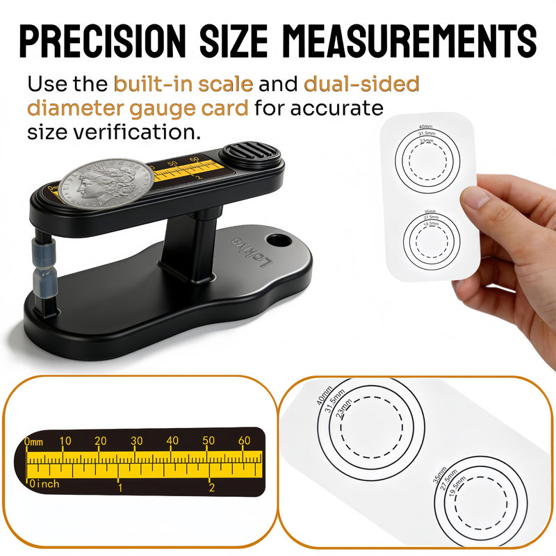 15Pcs Coin Ping Tester Kit - Portable Tool Set for Testing Gold & Silver Coin Authenticity via Sound Resonance & Diameter Check, Pocket Pinger Coin Tester with Storage Case for Collectors