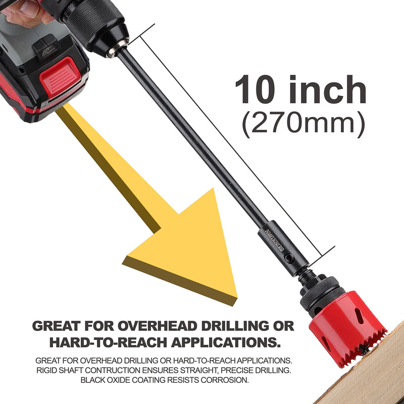 Tools Hole Saw Extension Chuck, 10-Inch x 3/8-Inch Hex Shank Reducing Locking Impact Extension GEC010HS