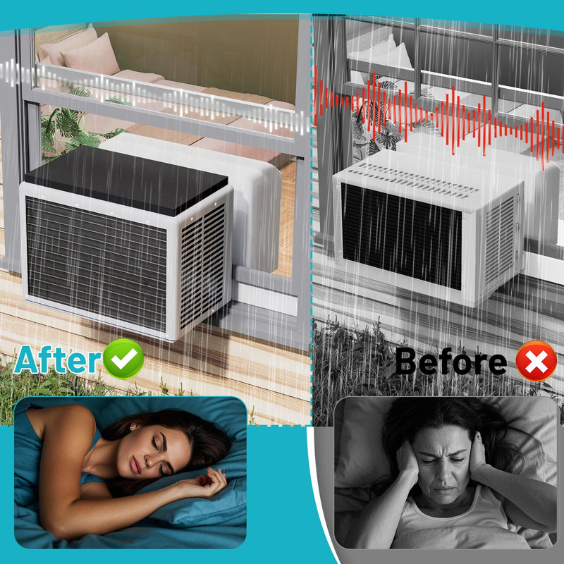Air Conditioner Drip Cushion, Removable AC Rain Cover with Strong Magnetic Backing, Fit for U-Shaped Window AC Unit, Reduce Noise of Raining, Easy to Cut & Install