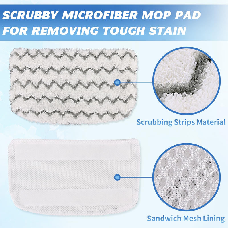 6 Pack Microfiber Steam Mop Pads Replacement for Shark Steam Mop S1000, S1000A, S1000C, S1000WM, and S1001C, Dirt Grip Cleaning Pads