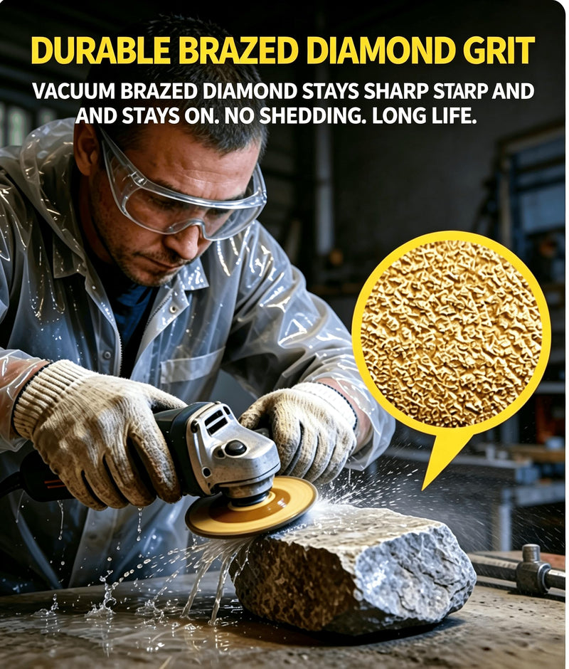 ILOVETOOL 5 Inch Diamond Grinding Cup Wheel 46 Grit Coarse | Vacuum Brazed Convex Gold Anti Rust Coating Fits 7/8 Arbor Angle Grinder 125mm (5 inch)
