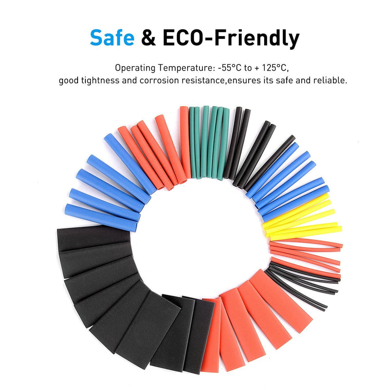 Nilight - 50005R Heat Shrink 2:1 Electric Insulation Tube Kit 45mm Flame Retardant Wrap Cable Sleeve 560pcs 5 Colors 12 Sizes with Storage Box，2 Years Warranty 560Pcs 2:1 Heat Shrink Tubing