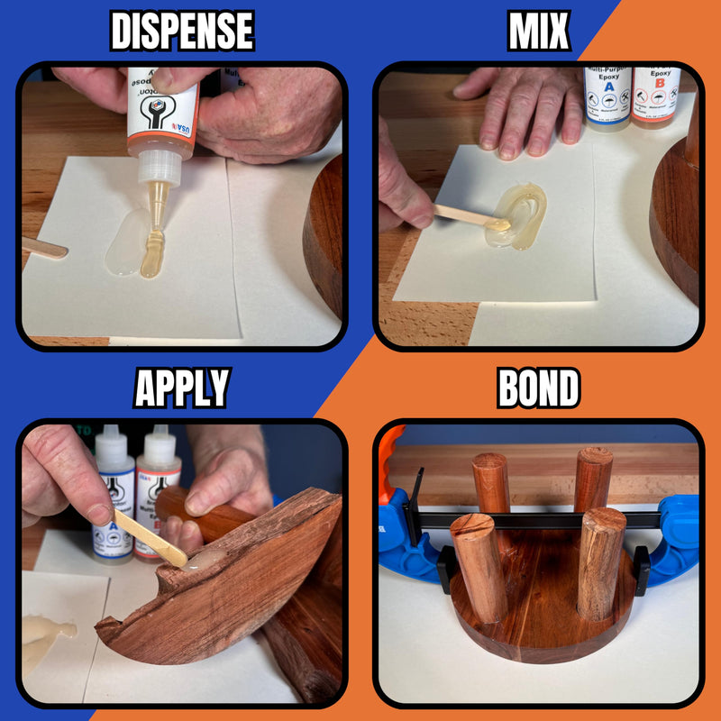 Brampton Multi-Purpose Epoxy - Epoxy Glue Kit for Metal, Wood, Tile, Most Plastics & More - Sets in 30 Minutes - Strong, Durable, Waterproof, Sandable, and Paintable Epoxy Resin (4 oz Kit) 4 FL OZ KIT