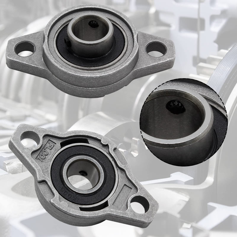 Zorfeter 4Pcs Pillow Block Bearing - 10mm/0.39Inch ID Zinc Alloy Flange Mounted Self-Alignment Bearing KFL000