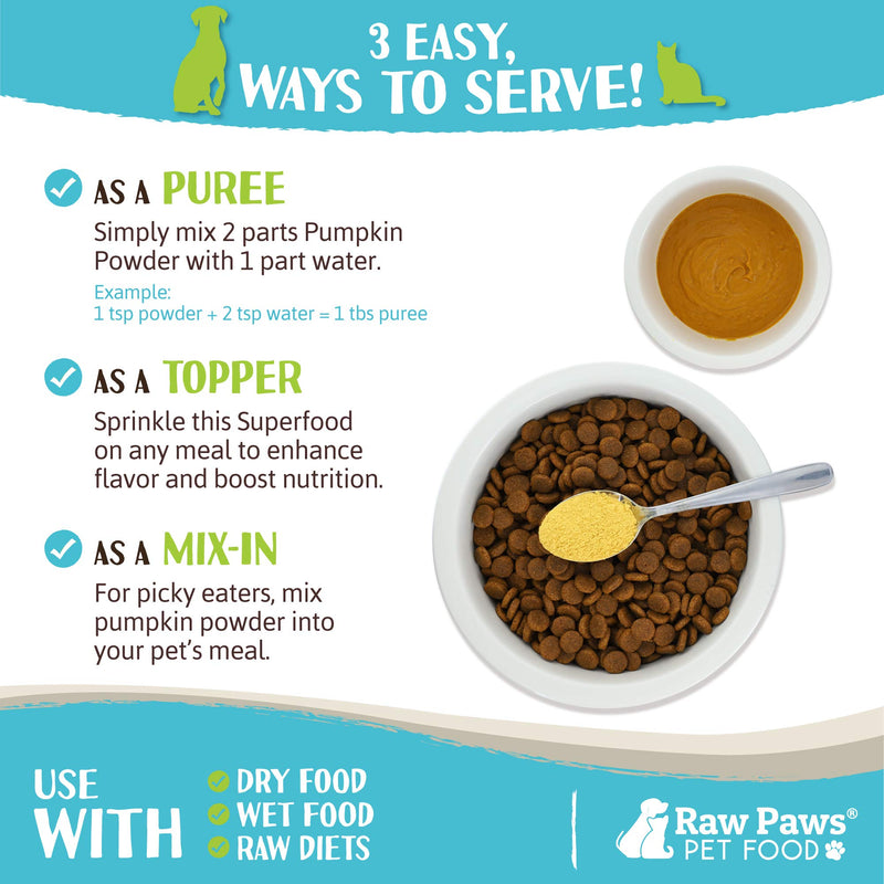 Raw Paws USA Organic Pumpkin Powder for Cats & Dogs, 4-oz - Healthy Stool, Diarrhea, Constipation Relief, Pure Pumpkin for Dogs, Canned Pumpkin for Dogs Alternative, Dog Pumpkin Powder, Fiber for Cats 4 oz - PawsPlanet Australia