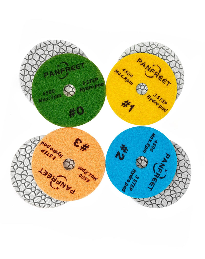 4"/100mm 4 Step Polishing Diamond Pads,Granite Polishing Pads Wet for Granite Marble Quartz Concrete 4 Step Set