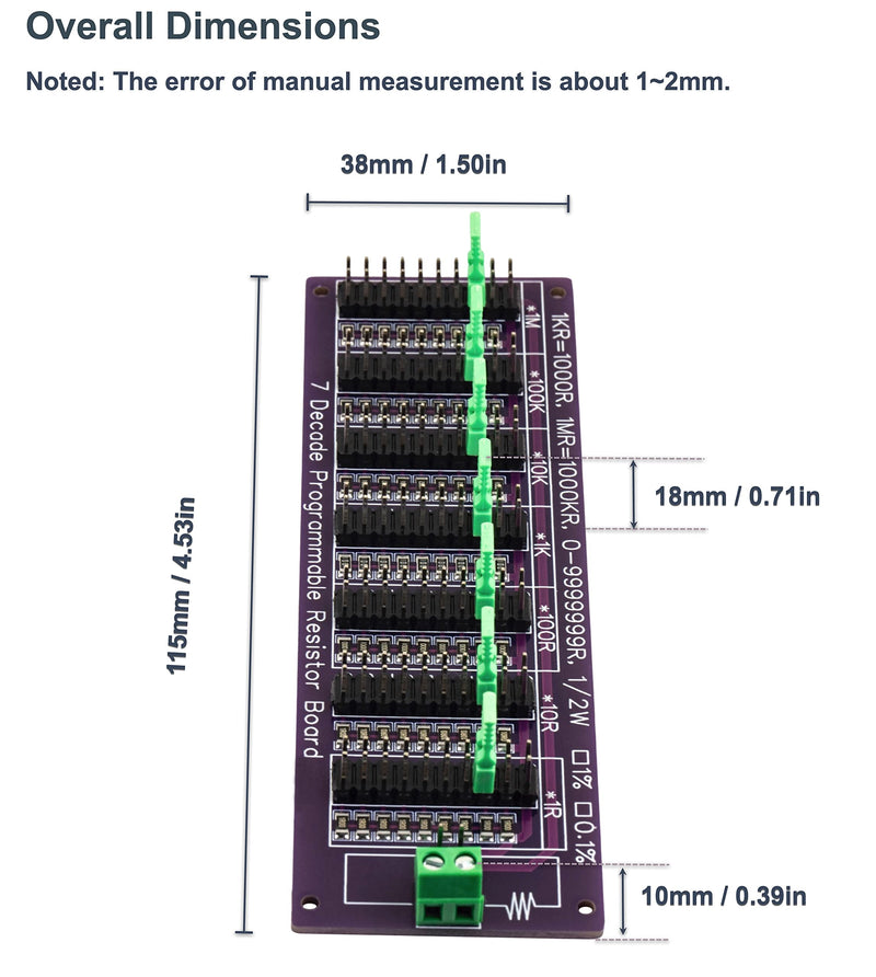2pcs 0R - 9999999R Seven Decade Programmable Resistor Board Step 1R 1% 1/2 Watt 1206 with 2 Types Output Resistor board (2pcs)